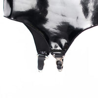 High-Waist Patent Leather Garter Belt High-Gloss Liquid Elastic Suspender Belt
