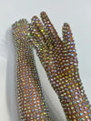 AB Rhinestone Sheer Mesh Long Opera Gloves Stage Performance Costume Accessory
