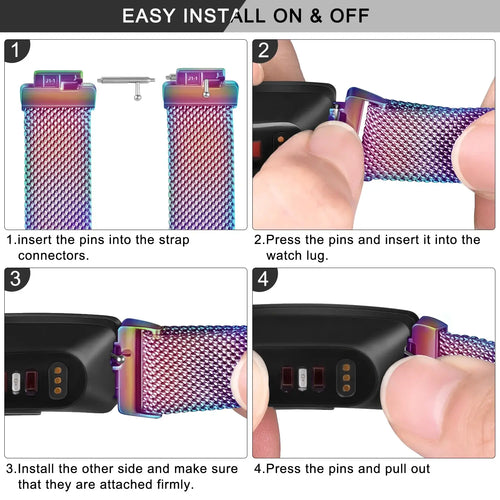 Fitbit Inspire 2, 1, HR Stainless Steel Magnetic Band - Mesh