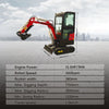 15HP Mini Excavator 1 Ton Crawler Excavator with Enclosed Cab Samll Digger Door to Door Delivery