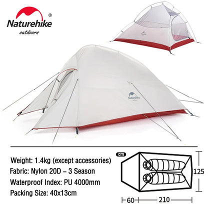 Naturehike Cloud Up 2 Tent Ultralight 20D 210T Outdoor Camping Hiking Cycling Travel Tents With Footprint