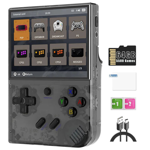 ANBERNIC RG35XX Plus Retro Video Handheld Game Console Linux System 3.5 in IPS Screen Вбудований акумулятор 3300mAH 64G TF 5500 Games