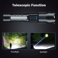 1/2pcs High Lumens Flashlights, Rechargeable Led Flashlights With 7 Light Modes, Powerful Handheld FlashLight For Camping