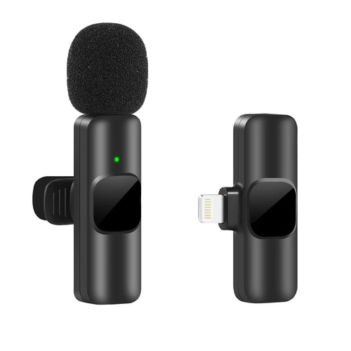 Wireless Lavalier Microphone - Mini Clip-On Mic for iPhone Android Recording