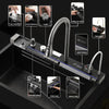 304 Stainless Steel Waterfall Kitchen Sink Large Single Slot Integrated Digital Display Faucet Set Soap Dispenser Cup Washer