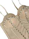 Pearl Embroidered Bustier Corset Crop Top High Street Evening Bralette