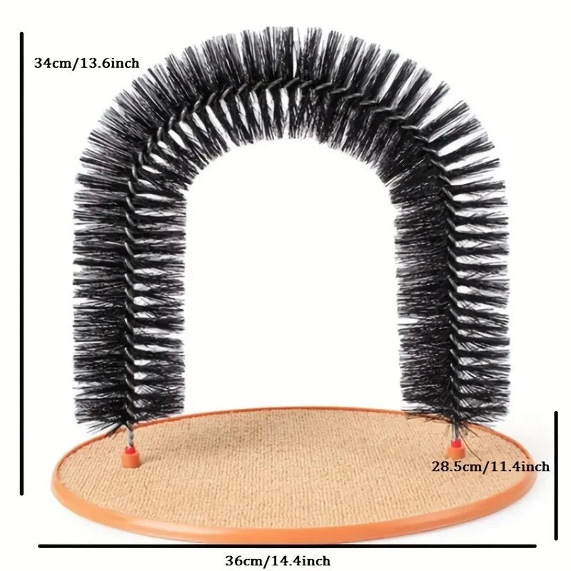 Cat Toy Arch Self Groome Pamper Feline with A Massage Grooming Rubbing Brush with Scratching Pad Toy for Cats Interactive Toys