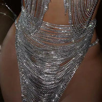 Dazzling Crystal Tassel Bra Chain & Thong Bikini Body Jewelry Set