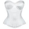 Overbust Corset Bustier Top Built-In Bra Cup Lace-Up Waist Cincher