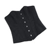 Black Striped Overbust Corset Top Zipper Front Lace-Up Bustier Body Shaper