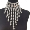Rhinestone Glass Crystal & AB Drop Tassel Choker Necklace