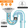 3 In 1 Kitchen Sink Drain Strainer Stainless Steel Pop Up Sink Stopper Anti Clogging Kitchen Sink Plug Fast Drainage Sink Drain