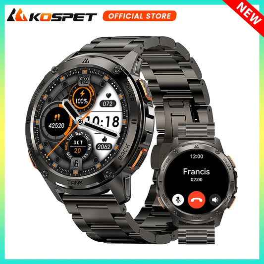 2024 KOSPET TANK T3 Smart Watch For Men 500mAh 60Days Battery IP69K 5ATM Waterproof AMOLED Bluetooth Call Military Mens Watches