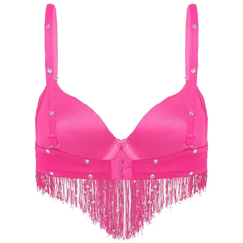 The Stardust Oasis Sirena – Sequined Tassel & Rhinestone Push-Up Belly Dance Bra Top