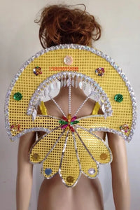 Sequined Butterfly-Style Costume Backpiece with Draped Chain