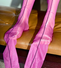 1D Ultra-Thin Oil Glossy Hollow-Out Sheer Shaping Pantyhose Shiny Tights