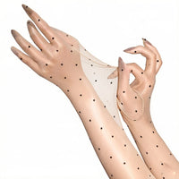 Ultra-Thin 1D Dot Oil Shiny Opera Length Gloves Sheer Glossy Performance Gloves