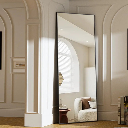 64"x21" Floor Mirror Full Length, Bedroom Floor Body Mirror with Stand, Leaning, Standing or Hanging Horizontally Vertically