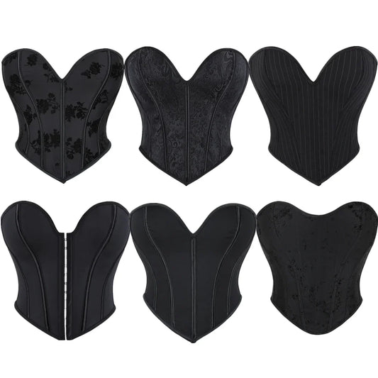 Vintage Lace-Up Overbust Corset Slim Crop Top