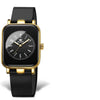 Women's Rectangular Gold Tone Quartz Watch Silicone Strap