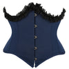 Gothic Underbust Corset Bustier Lace Ruffle Trim Front Busk Waist Cincher