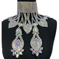 Rhinestone Glass Pendant Necklace & Earring Set
