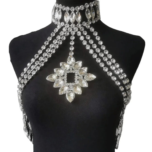 Glass Rhinestone Crystal Choker Body Jewelry