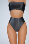 High-Waist Oil Glossy Sheer G-String Thong Satin Smooth Seamless Briefs