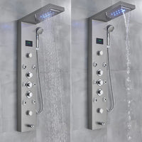 LED Light Bathroom Shower Faucet Set LED Rainfall Shower Panel System Bathtub Water Mixer Tap Massage SPA Temperature Screen