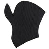 Black Striped Overbust Corset Top Zipper Front Lace-Up Bustier Body Shaper