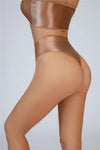 High-Waist Oil Glossy Sheer G-String Thong Satin Smooth Seamless Briefs