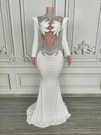 Rhinestone Floral Embroidered Mermaid Gala Gown & Trailing Evening Dress