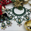 Colourful Rhinestone Necklace Earrings Set