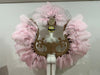 Two-Layer Feather Backpiece with Matching Rhinestone Headdress