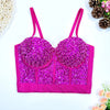 Gold Beaded Sequin Embroidery Bustier Corset Crop Top Party Bralette