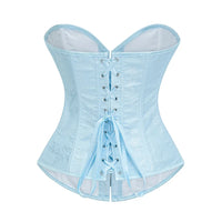 Victorian Floral Jacquard Overbust Corset Front Busk Lace-Up Bustier Top
