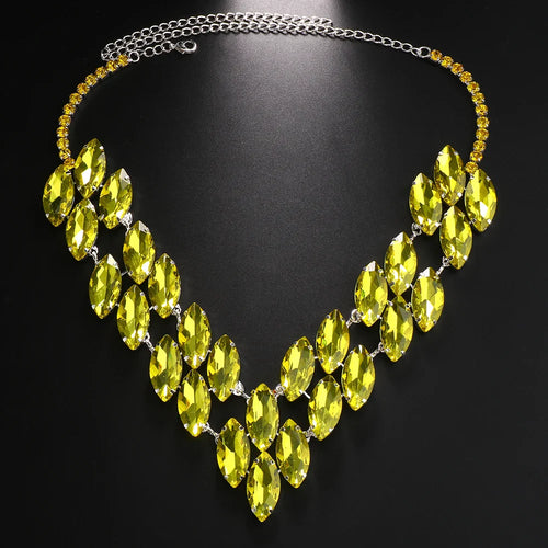 Colored Crystal Rhinestone Statement Necklace