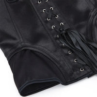 Overbust Corset Bustier Top Built-In Bra Cup Lace-Up Waist Cincher