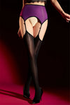 Pearl Cutout Open-Crotch Oil Glossy Sheer Pantyhose Garter Tights