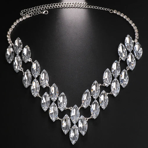 Colored Crystal Rhinestone Statement Necklace