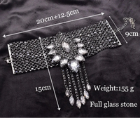 Rhinestone Shoulder Choker Necklace & Bracelet Jewelry Set
