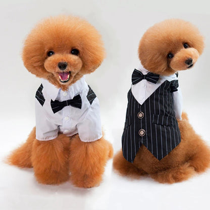 Dog Tuxedo Suit Costume Pet Cat Dog Wedding Birthday Party Formal Shirt with Bow Tie for Puppy Small Medium Dogs Costume Clothes