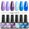 6Pcs/ Set Macaron Series Gel Nail Polish For Nails Glitter Nude Pink Blue Purple Hybrid Nail Art Gel Varnish Soak Off UV Gel Kit