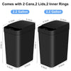 2 Pack 12L Bathroom Automatic Trash Can Touchless Motion Sensor Slim Garbage Can  Lid for Bedroom Living room Office Black