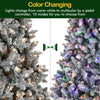 7.5 ft Prelit Snow Flocked Christmas Tree, Artificial Christmas Tree with Pine Cones and Berries, 450 Color Changing LED Lights