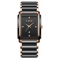 Women's Ceramic Square Bracelet Watch Rose Gold Quartz