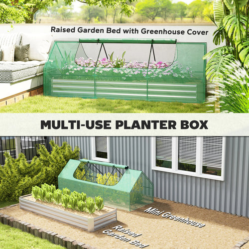 Outsunny 8.6 X 3 X 1ft Raised Garden Bed with Mini Greenhouse, Galvanized Raised Garden Bed with Cover