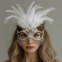 Carnival Feather Masquerade Jewelry Mask