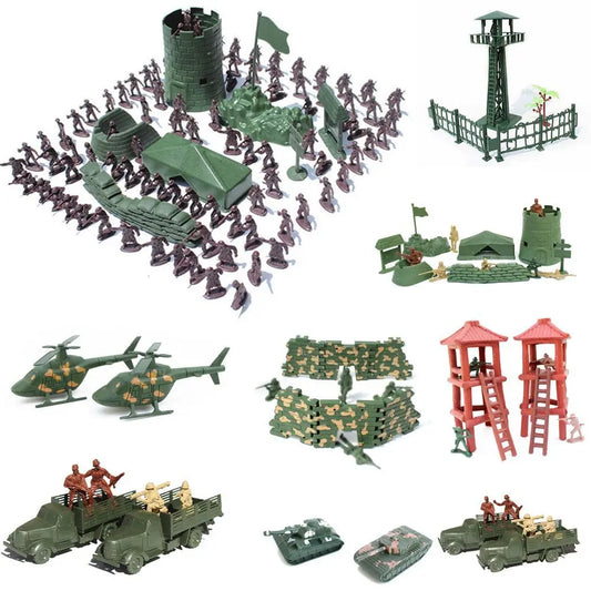Toy Model Action Figure Plastic Soldiers Model Men Figures 12 Poses Soldiers Aircraft Tanks Turret Children Boy Gift