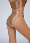 High-Waist Oil Glossy Sheer G-String Thong Satin Smooth Seamless Briefs